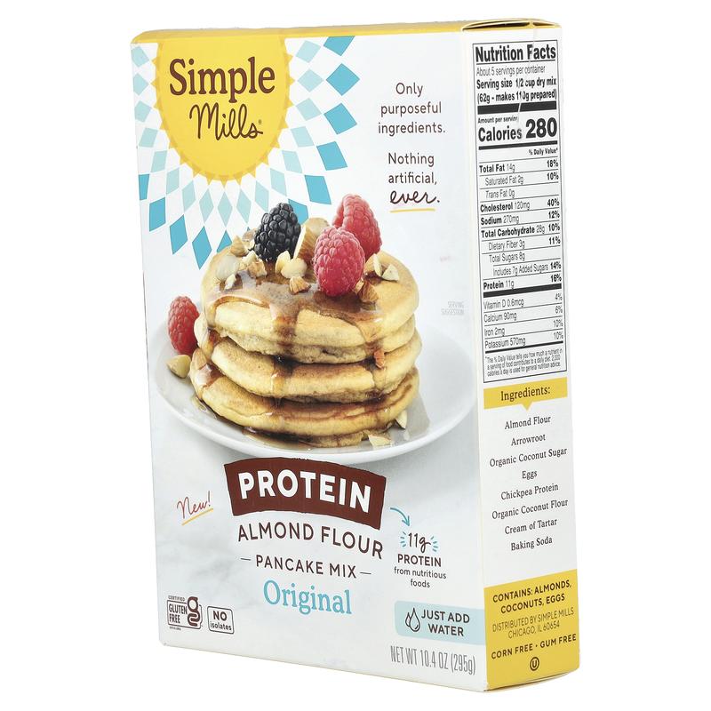 Simple Mills Protein Almond Flour Pancake Mix, Original, 10.4 oz (295 g)