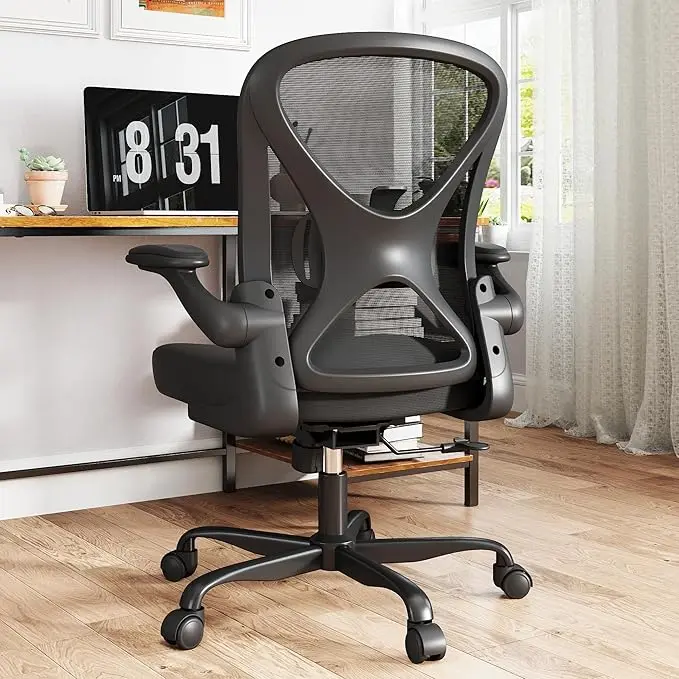 Keratee Contemporary Ergonomic Office Chair - Mesh Fabric Computer Desk Chair with Adjustable Lumbar Support, 360° Swivel Task Function, Flip-Up Arms, 300lbs Max Capacity for Home & Commercial Use, Computer Office Chair