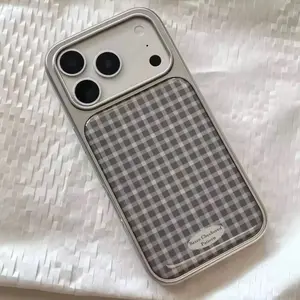 Trendy Checkered Gingham Pattern Electroplated Drip Glue Phone Case For iPhone 17 Series