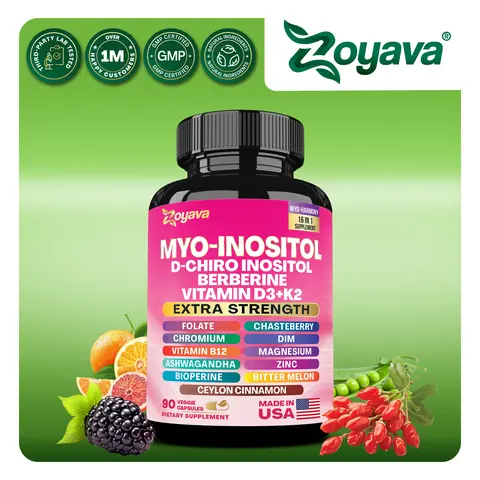 Zoyava Hormones & Cycle Support - Women's All-in-One Myo-Inositol Supplement - with Magnesium, Berberine & more - 90 Vegan Capsules - MADE IN USA