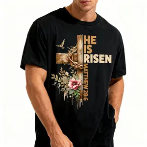 This men's minimalist sports T-shirt features a cross design Floral Crown of Thorns Cross Print |   Easter Faith Unisex Top, trust me