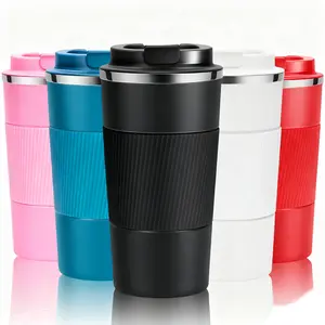 Minimalist Insulated Stainless Steel Cup, Tumbler, 17oz Portable Coffee Mug, Reusable Leak-Proof Design, Easy Clean, Durable, Hot & Cold Drinks, Coffee Bar Accessories, Perfect gift for Coffee enthusiasts, Family, And Friends, Drinkware