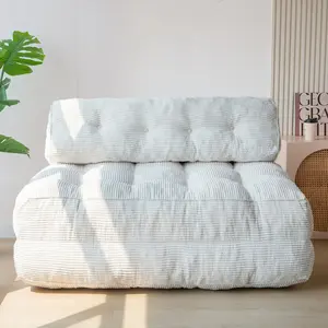 MAXYOYO Corduroy Folding Floor Sofa Bed, Double Convertible Sleeper Chair with Pillow Foldable Mattress with Back Support