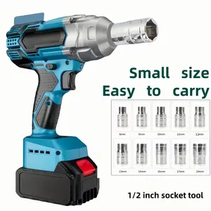 10-Piece 1/2 Inch Crv Torque Wrench Set, Compact, 8-19mm, High-Torque Electric Impact Wrench Accessories, Wireless Impact Wrench, Carbon Steel