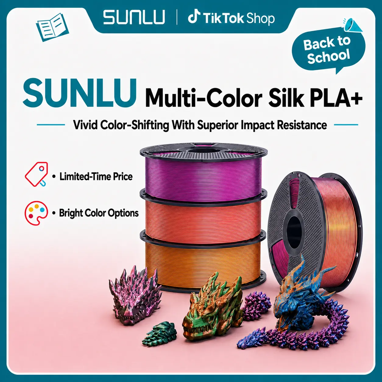 Dual-Color,Triple-Color,Four-Color 1KG/3KG Bundle/6KG Bundle 1.75mm SILK Filament Bundle Compatible with 99% 3D printers-6737 tiktokshopbacktoschool,back to school,back to school haul