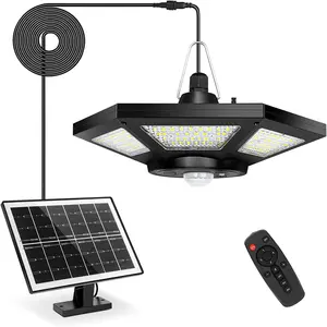Solar Powered Outdoor Light with Remote Control, 360° Wide Angle Waterproof Flood Light with 5 Modes, Outdoor LED Light for Terrace & Deck