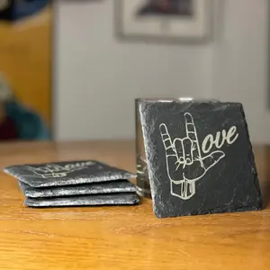 I Love You ASL Set of 4 Coasters