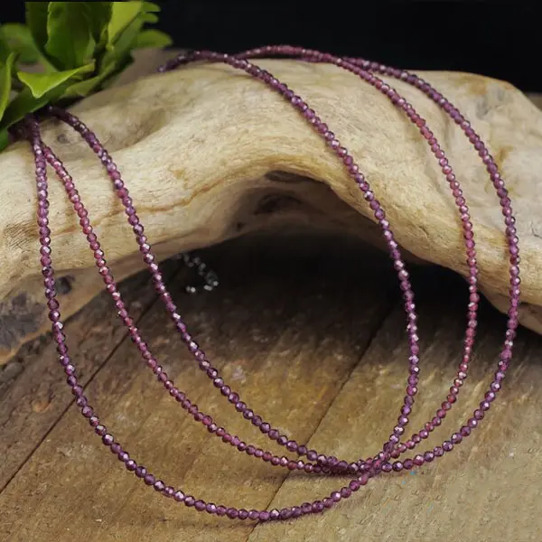 Natural Dainty Garnet 2mm Tiny Beads Choker Minimalist Crystal Healing Natural Stone Necklace Gift For Her