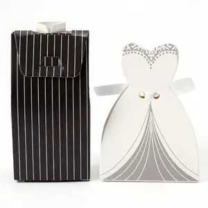 50/100pcs Wedding Party Favor Boxes, Dress Tuxedo Candy Chocolate Gift Box, Creative Vintage Treat Bags with Ribbon, Party Supplies for Events
