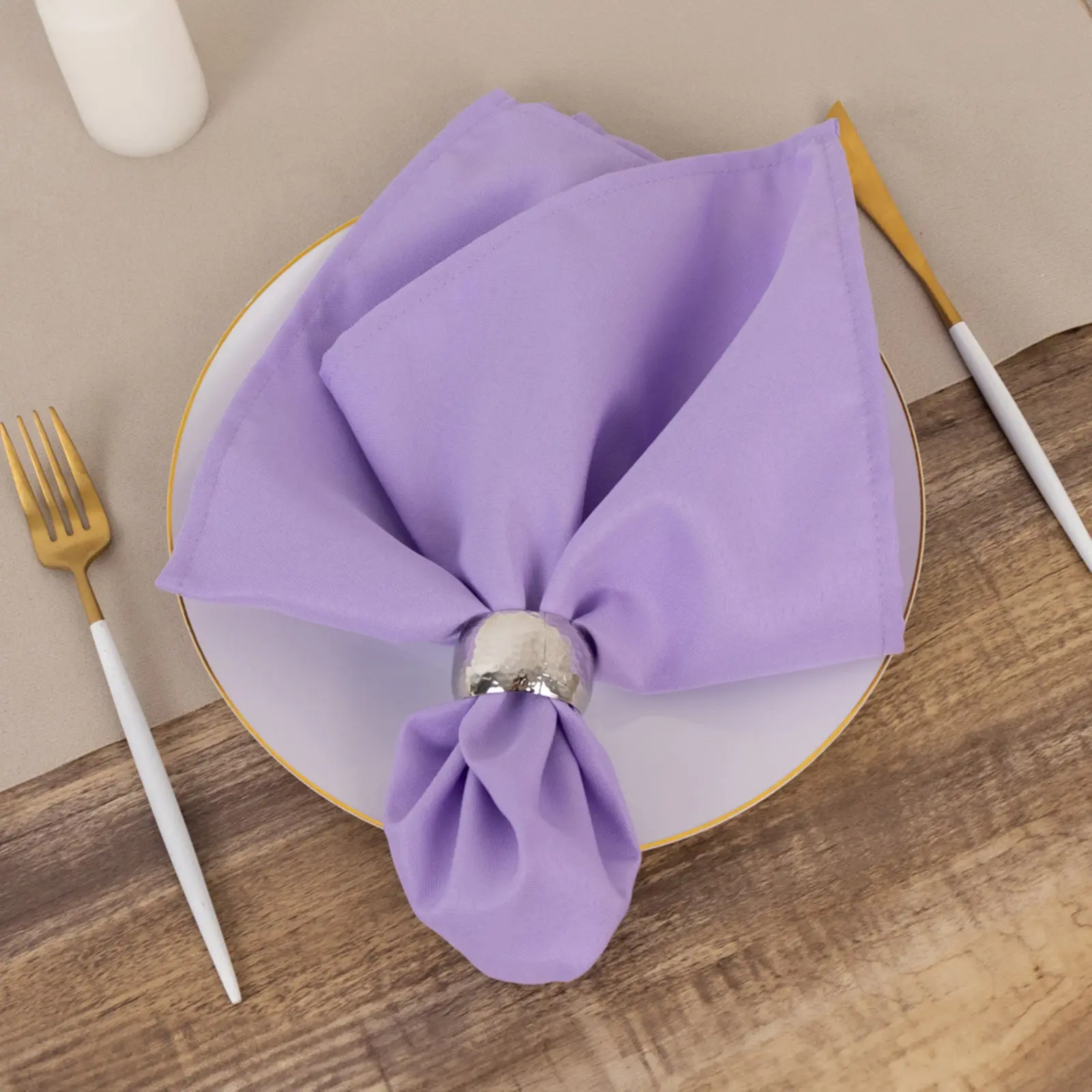 Premium Polyester Square Napkins, 5-Pack 20"x20" Lavender Lilac - Wrinkle-Free, Durable Dinner Napkins for Wedding Events, Square Napkin
