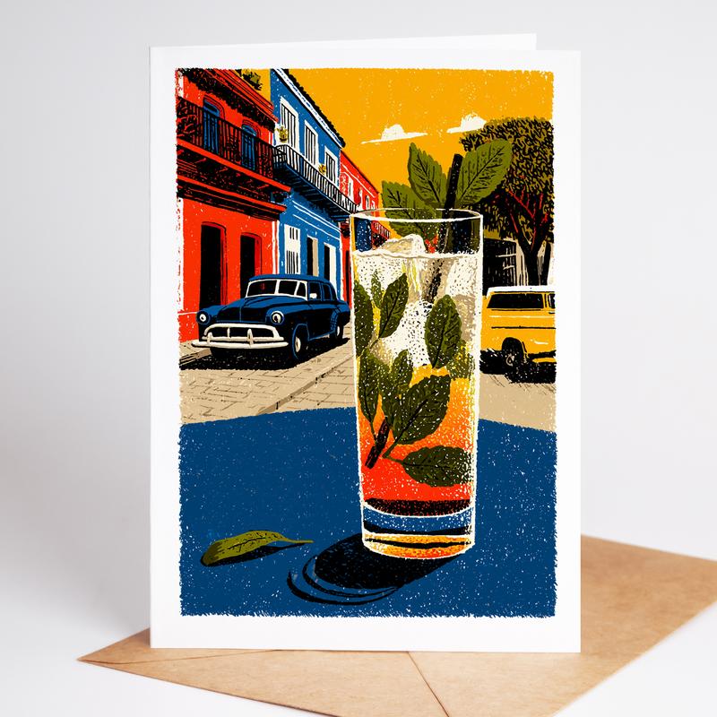 10 Unique Cocktail Greeting Cards | Travel-Inspired Bar Drink Cards | Negroni, Sangria, Margarita, Martini | Blank Inside Set of 10