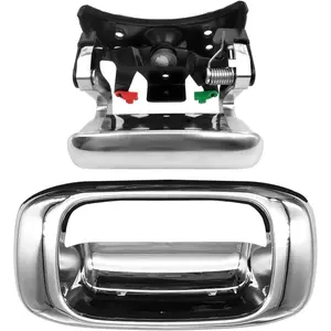Chrome Tailgate Tail Gate Handle and Bezel, Compatible with 1999-2007 Chevy Silverado GMC Sierra 1500 2500 3500, Replaces # 15997911 , 15228539 , 15228541 , Tailgate Handle Latch and Bezel