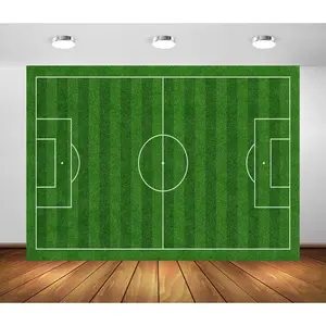 Fabric Green Soccer Field Backdrop Sports Stadium Green Grass Lawn Football Background Sports Game Boys Birthday Party Decorations Children Adult Portrait Photo Studio Props