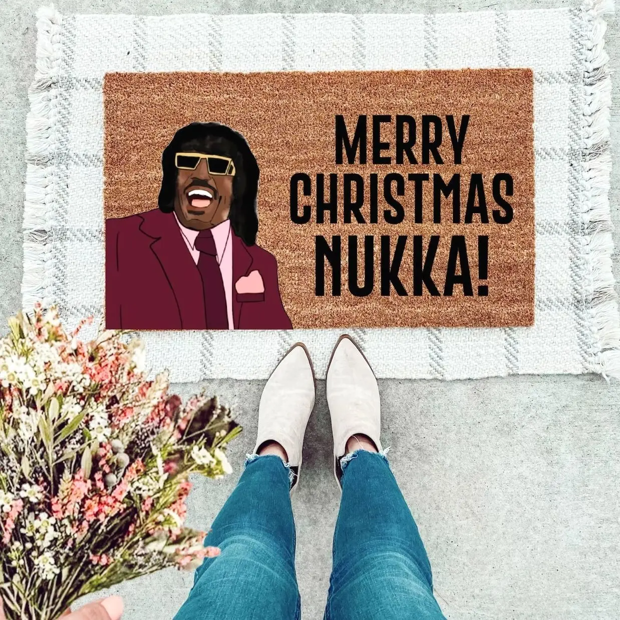 Friday After Next Movie Doormat, Funny Christmas Welcome Door Mat, Merry Christmas Nukka, Welcome Doormat, Christmas Doormat