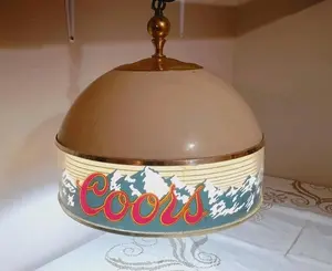 Adolf Coors Light Beer Hanging Lamp Lighted Sign Pool Bar Swag Chain Vtg 1980