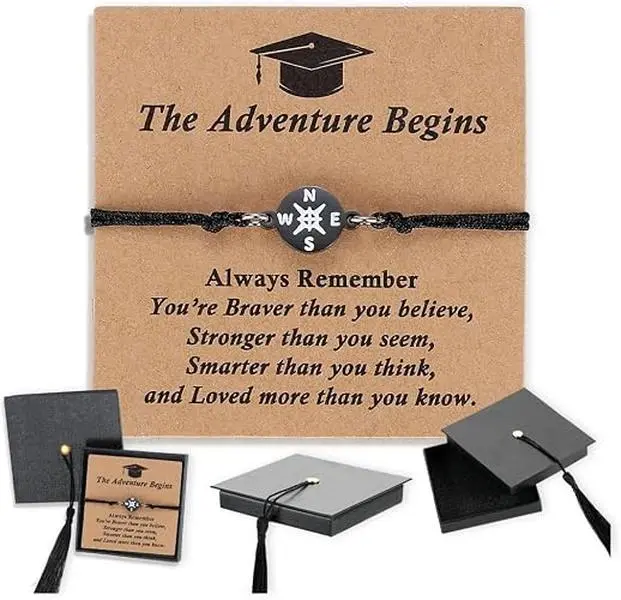 SAM & LORI Unique Grad Cap Box 2026 Graduation Gifts for Her/Him - Adjustable Unisex Bracelet for Primary/Middle School/High School/College Grads