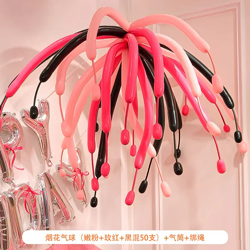 Pink + Rose Red + Black 50 + Air Pump + Tie Rope