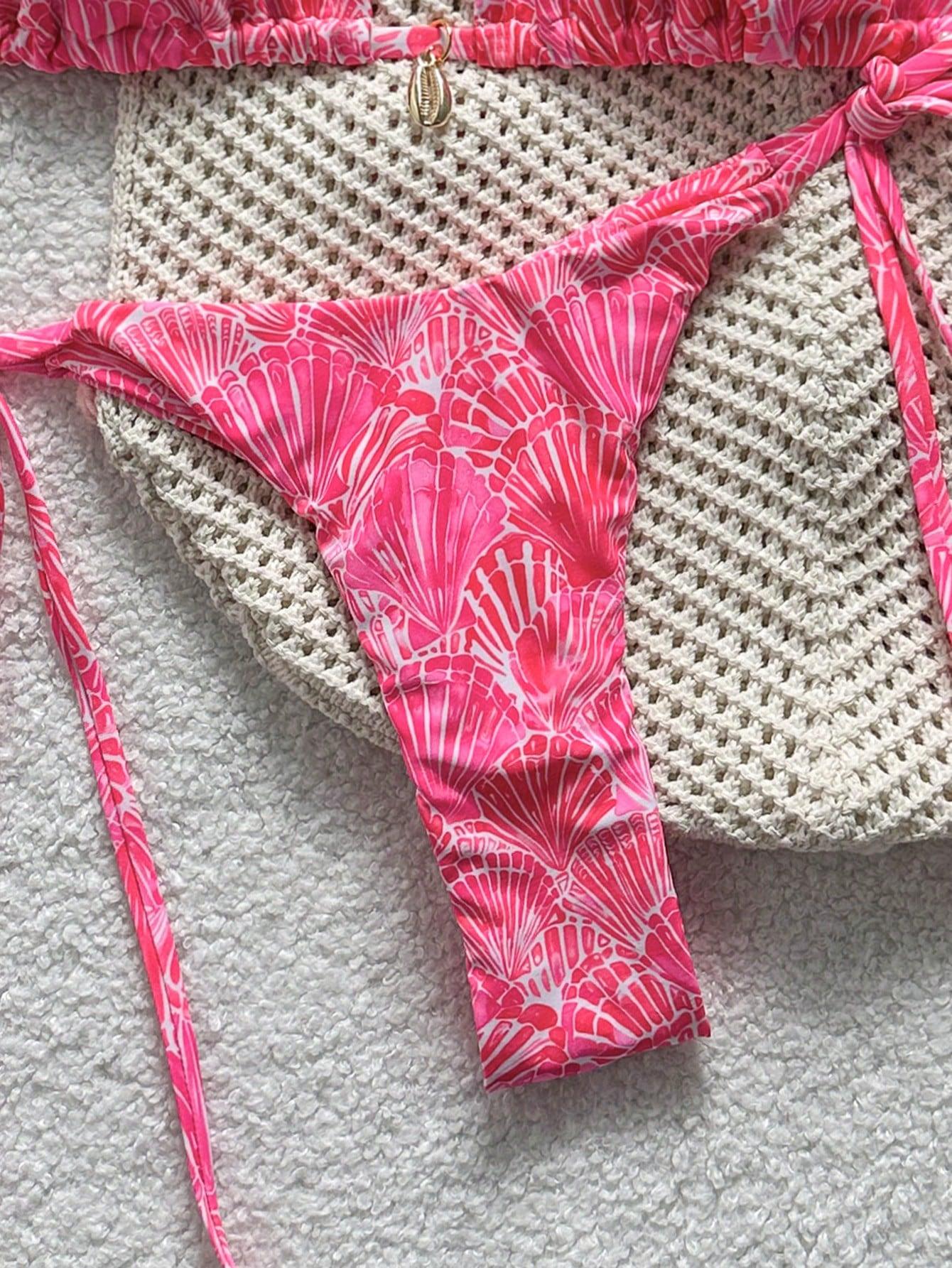 Bikini Set Halter Tie Triangle All-Over Print Beach Vacation Summer