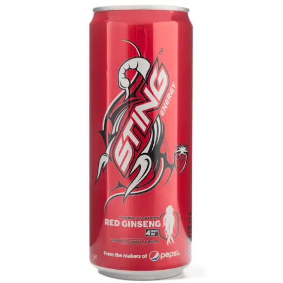 STING Sport Energy Beverage (PepsiCo) - 330 ml Ambient Natural Red Strawberry Flavor, Red Ginseng-Infused, Taurine-Boosted Drink for Adult Athletes