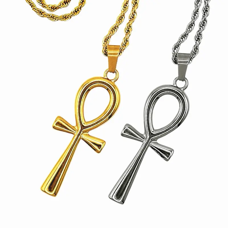 Ankh Necklace, Tarnish Resistant, Gold Spiritual Necklace, Stainless Steel Jewelry, Silver Necklace, Hypoallergenic