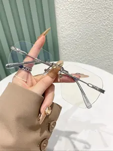 Simple Style Plain Color Rimless Eyeglasses, Stylish Trendy Eyewear, Trendy Casual Eyeglasses for Women & Men, Fashion Eyeglasses for Work, Daily Clothing Decor, for Student Daily Use