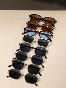 8 Pairs Trendy Metal and PC Frame Sunglasses, Uv400 Protection, Mixed Frame Designs, Ideal for Daily Commute, Business Travel, Street Style