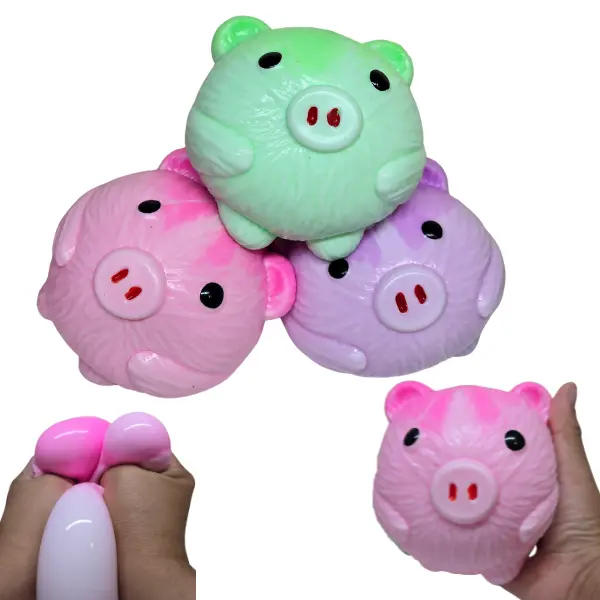 Cute Piggy Squishy Round Soft Gel Texture Stress Relief Fidget Toy Hand Sized Very Soft and Cute Animal