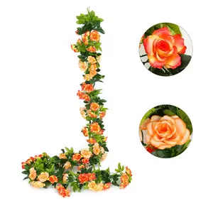 2 Pack 15.8 FT Flower Garland Decorations Plastic Artificial Flowers for Wedding Decoration Photo Booth Backdrop