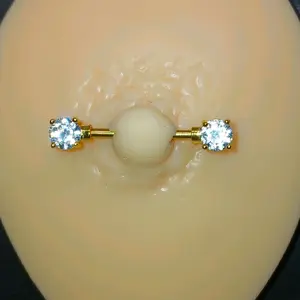 White Zirconia Nipple Piercing Gemstone Stainless Steel Bar Buy 2 Get 1 Free Fast Shipping