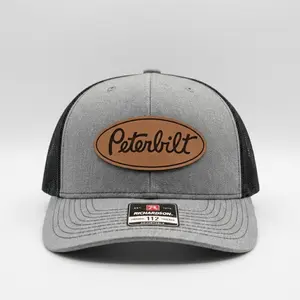 Peterbilt Leather Patch Trucker Hat, Mesh Back Snapback Cap, Adjustable Baseball Hat for Men, Truck Driver Gift