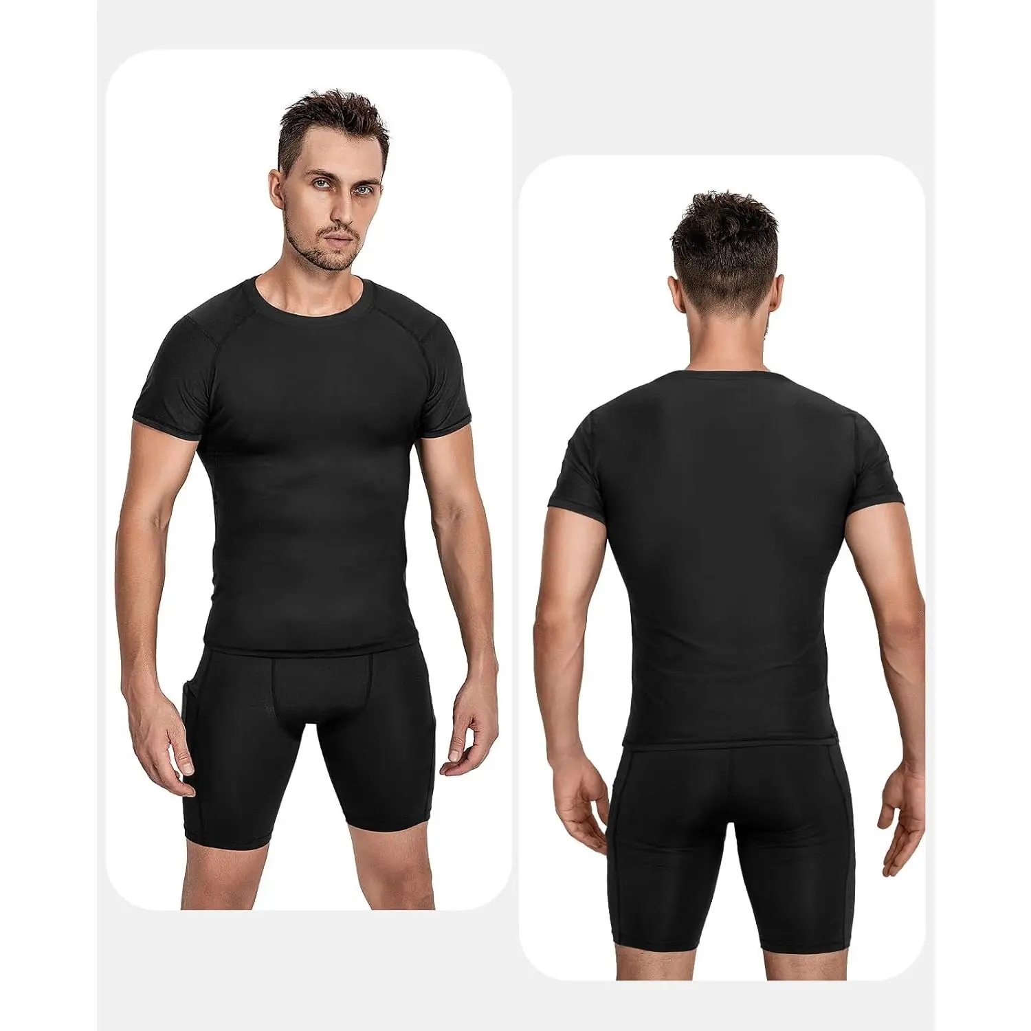 Men's Compression Shirts 2 Pack, Short Sleeve Athletic Cool Dry Workout T-Shirt - Moisture Wicking Performance Top for Gym, Running, Sports, Fitness Training, Comfortable Fit Activewear Men's Compression Shirts 2 Pack, Short Sleeve Athletic Cool Dry Workout T-Shirt - Moisture Wicking Performance Top for Gym, Running, Sports, Fitness Training, Comfortable Fit Activewear