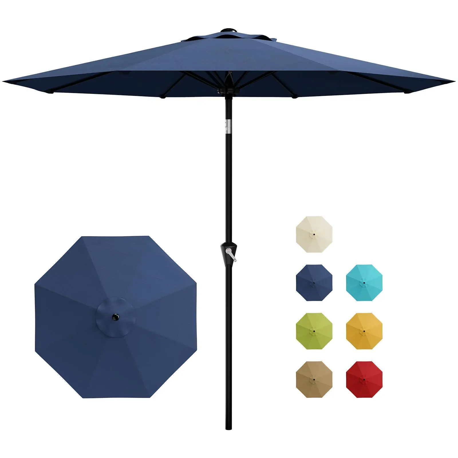 Garvee 9 ft Vented Octagon Rustproof Iron Patio Umbrella - 8-Rib Polyester, Adjustable Crank Lift, Push Button Tilt, UPF 50+ UV Protection, Waterproof, Resists Aging Market Parasol for Garden, Poolside