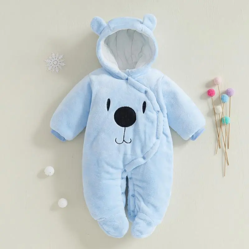 Baby Hooded Footie Romper Snap Up Fleece Snowsuit Winter Outwear Cute Pattern Jumpsuit Baby Hooded Footie Romper Snap Up Fleece Snowsuit Winter Outwear Cute Pattern Jumpsuit