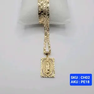 Virgin Mary pendant 24 Inches 4 Millimeters Laminated Gold Jewerly Necklace