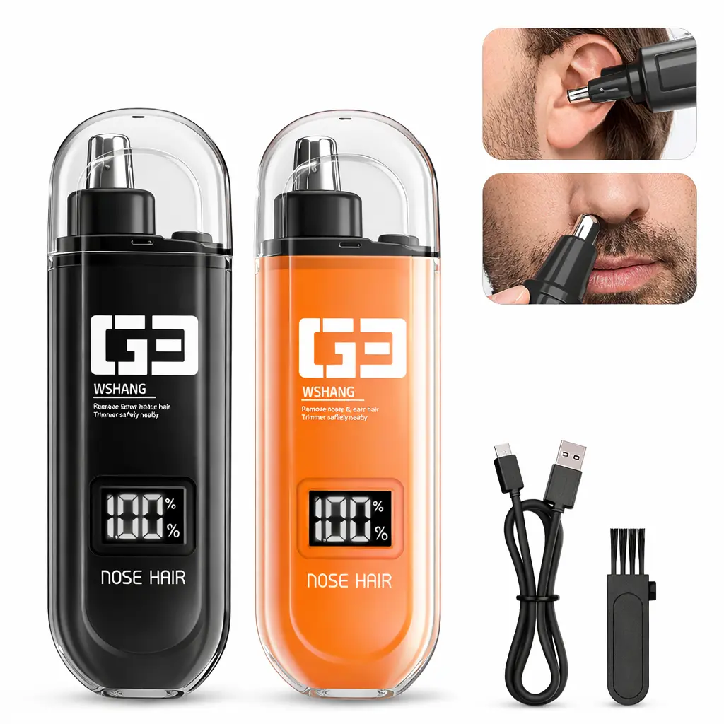 NexMart Nose Hair Trimmer for Men Women, Rechargeable Trimmer, Painless Eyebrow Facial Hair Shaver, LED Display Nose Clipper, Waterproof Dual Edge Blades Clipper for Easy Cleaning
