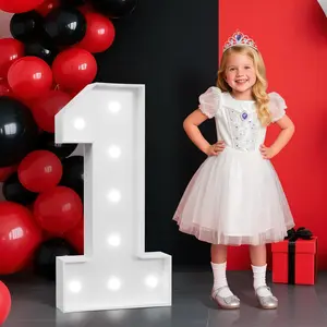 2FT Light Up Number for 1th Birthday Party Decor, Anniversary Marquee Number for 1 Year Old Girl Boy Birthday Large Marquee Number for Party Event, Wedding Anniversary,
