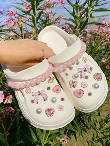 18-Piece Shoe Charms Set (bow Heart Flower Beaded Chain), DIY Decorations for Women's Fancy Sandals Strap Slippers Beach Bags, Perfect Gift