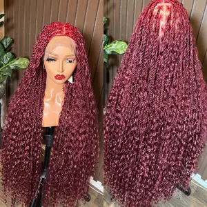 Burgundy Boho Twist Full Circle Braided Wig - Casual Style for Everyday Wear