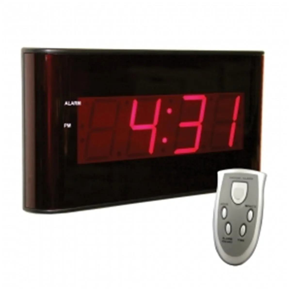 212 MAIN Modern Rectangle LED Digital Wall Clock - Plastic Home Decor Home Supply, Large Size, High Brightness LED Display, 12/24-Hour Selectable, 10ft Cord, Dark-Visible, Remote Control, AC Power, Alarm, Maintains Settings in Power Outage, Wall Mountable