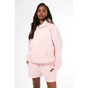 Kaiia Studio Embossed Script Logo Oversized Hoodie Strawberry Pink