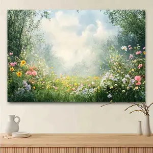 1PC[] Spring Garden Backdrop with Floral and Grassland Theme | Perfect for Easter, Birthdays, and Celebrations party banner Background cloth 59X39 51.18X59 90.5x70.8in