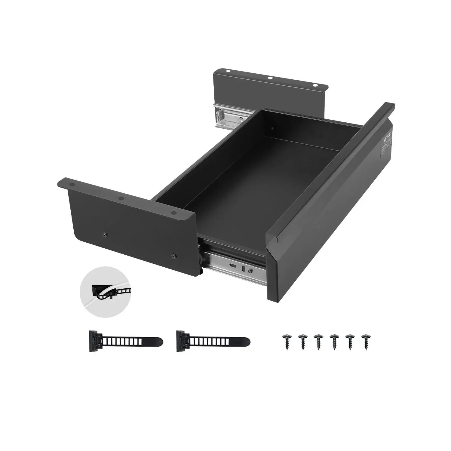 【Summerfinds】VEVOR 16" Wide Under Desk Drawer Slide Out, Under Desk Mounted Pull-out Drawer Attachment, Hidden Desktop Storage Organizer, Under Table Pencil Drawer for office Home Sit Stand Workstation, 17x9x4 in