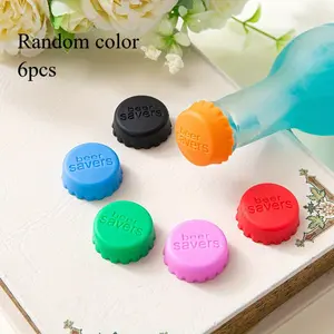 Reusable Silicone Bottle Caps Set of 6, Flip Seal Design for Glass Wine Bottles & Soda Bottles, Leak-Proof Drink Lids, Hand Washable