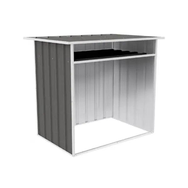 Absco AB1085 Sturdy Metal Woodstore Storage Shed, 4x2.5x3.7 ft, Woodland Gray, Assembly Required