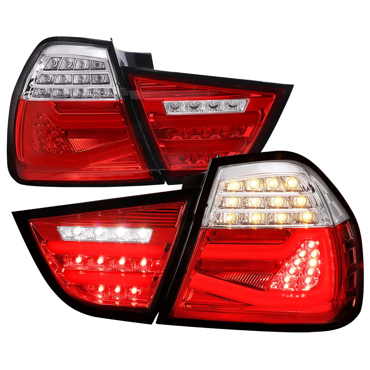 2009-2011 BM E90 3-Serie 4Dr Sedan Red LED Tail Light (Chrome Housing/Red Clear Lens)