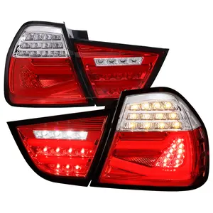 2009-2011 BM E90 3-Serie 4Dr Sedan Red LED Tail Light (Chrome Housing/Red Clear Lens)