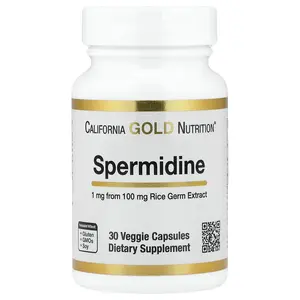 California Gold Nutrition Spermidine, Rice Germ Extract, 1 mg, 30 Veggie Capsules