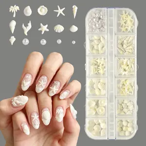Summer Ocean Theme Nail Art Set, Shell Starfish Pearl 3D Resin Accessories, Beach Style DIY Nail Decorations, Bridal Nail Jewelry