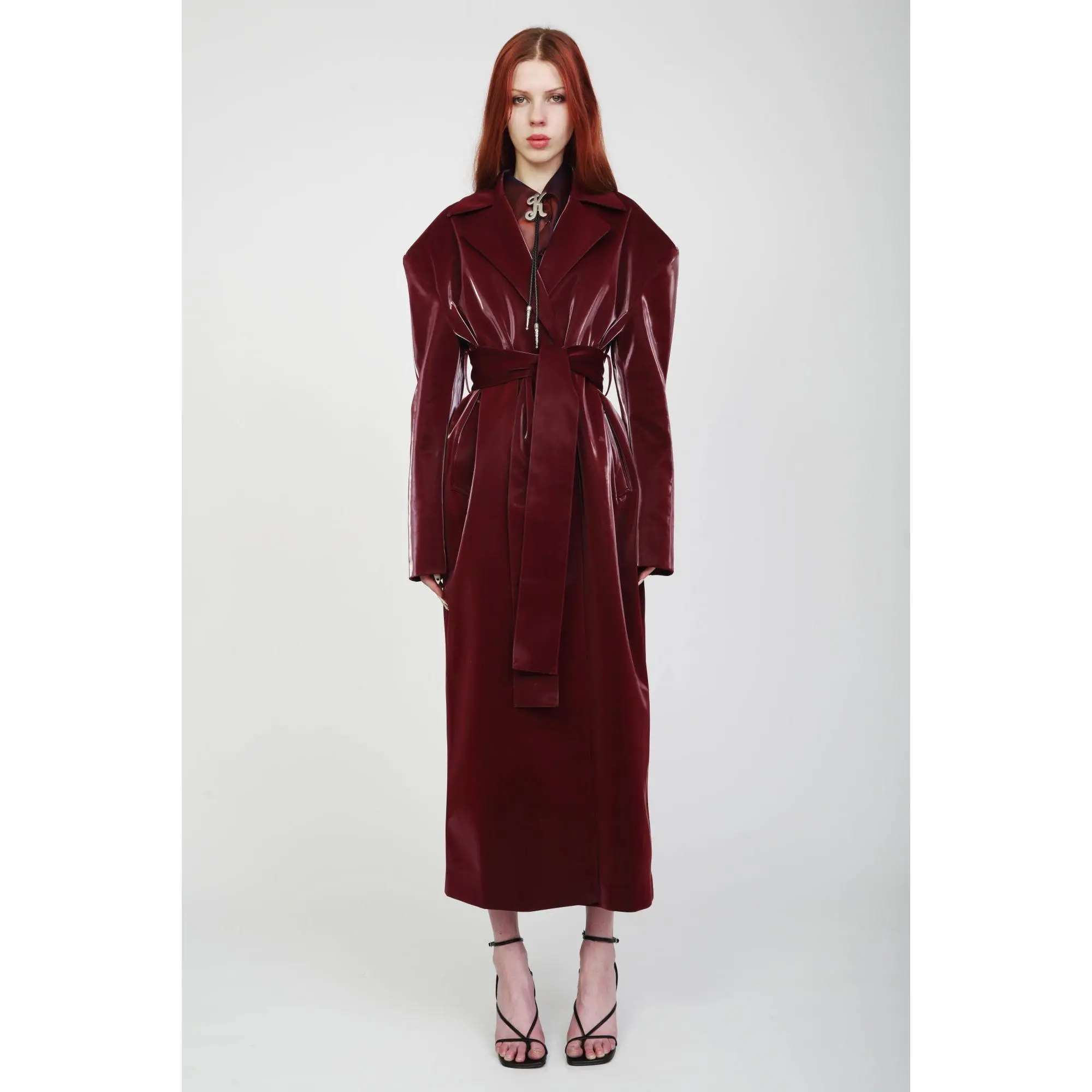 Kristy Patent Oxblood Coat- Pre Order
