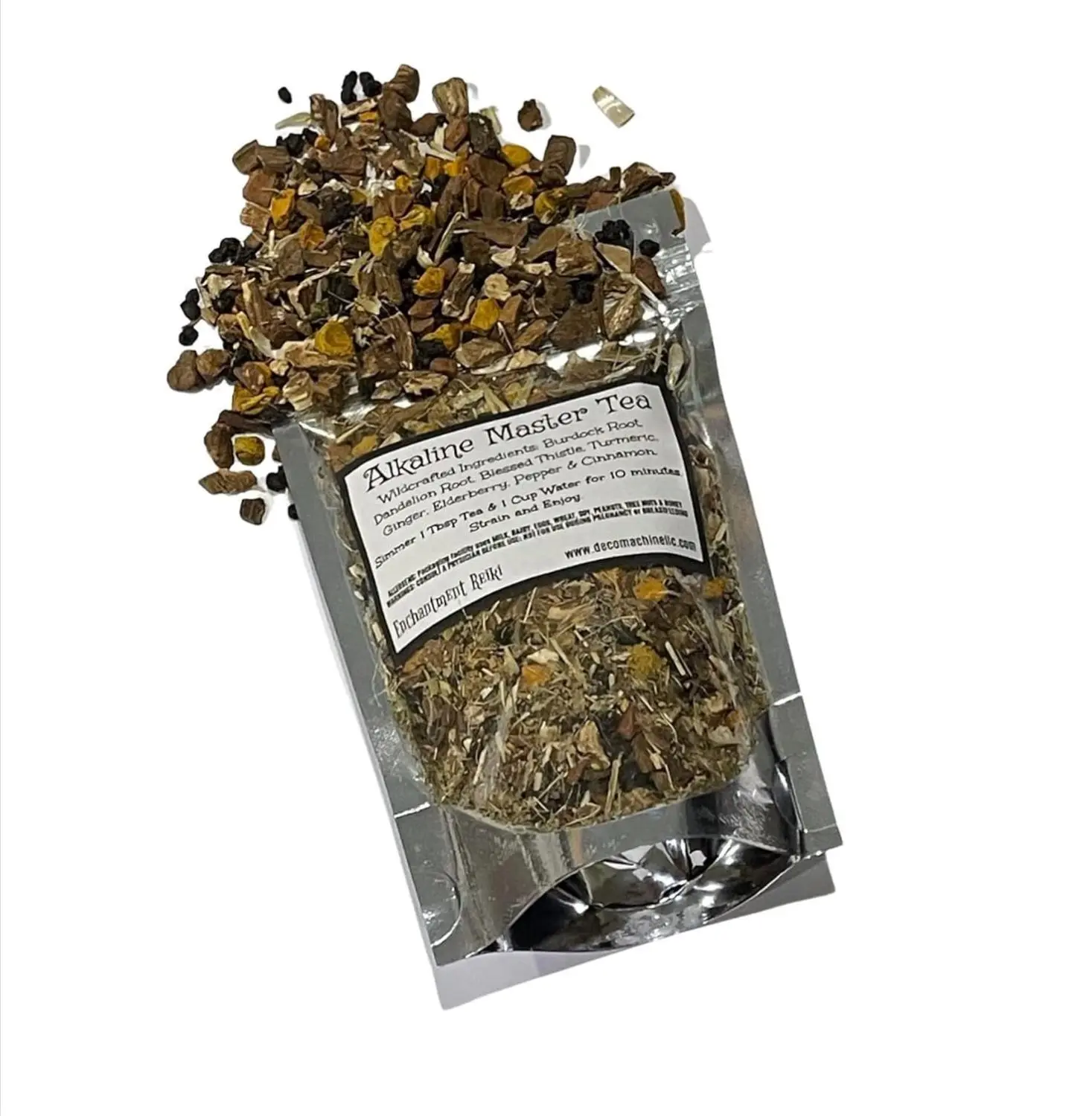 Enchantment Reiki Charged Alkaline Master Loose Leaf Dried Herbs Burdock Dandelion Root Elderberry Blessed Thistle 2.25 oz Small Sample Bag DIY Decor